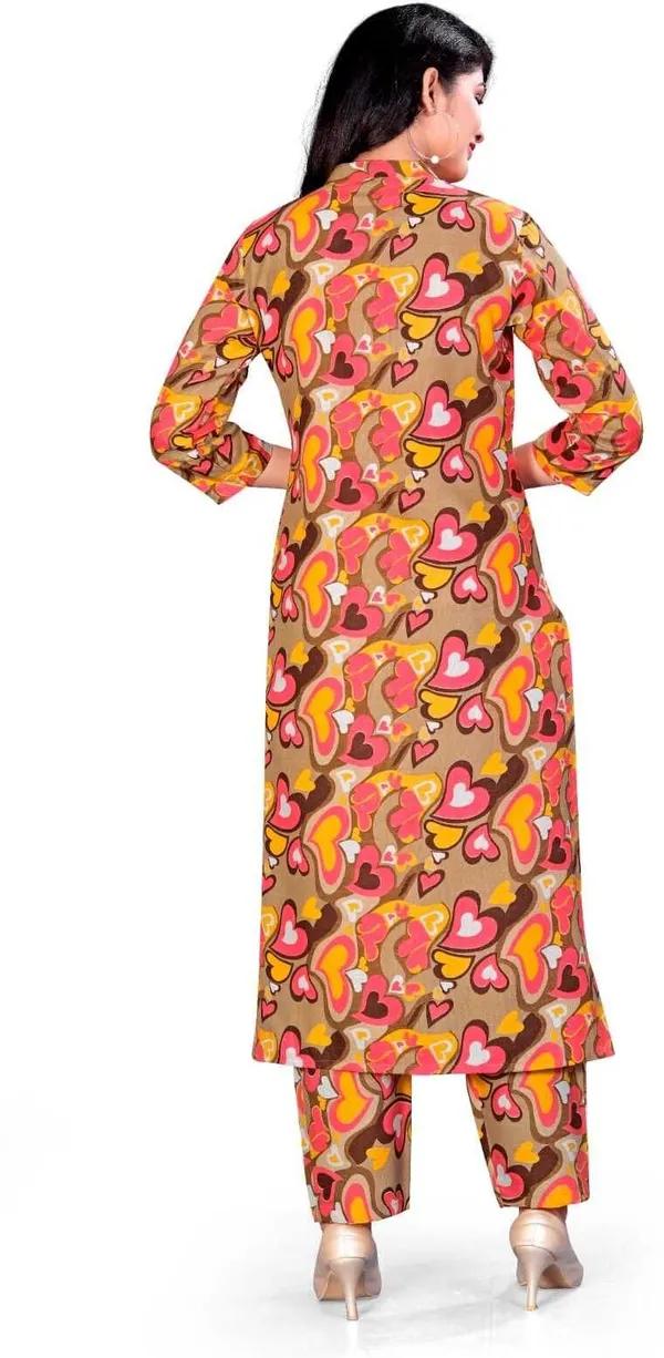 Brown_Cotton_Kurti_Pant_Set_For_Women