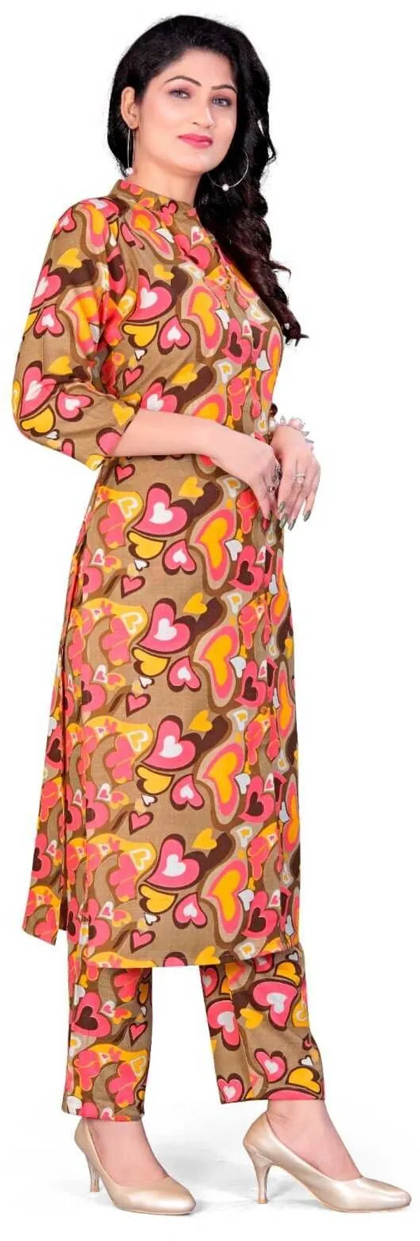 Brown_Cotton_Kurti_Pant_Set_For_Women