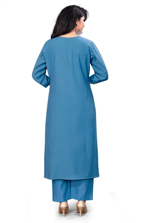 Blue_Cotton_Kurta_Pant_Set_For_Women