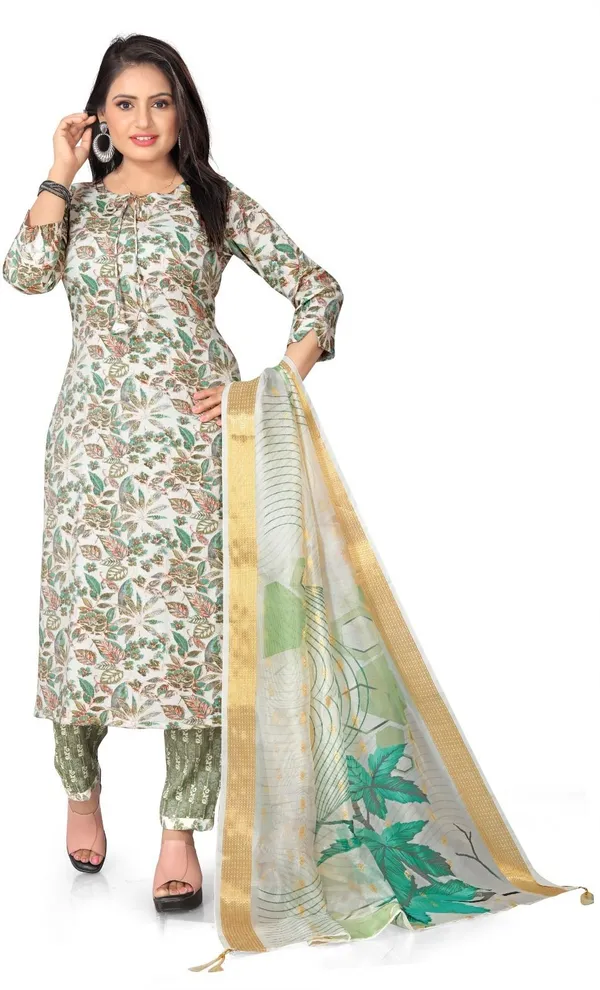 Green_Cotton_Kurta_Pant_Set_For_Women