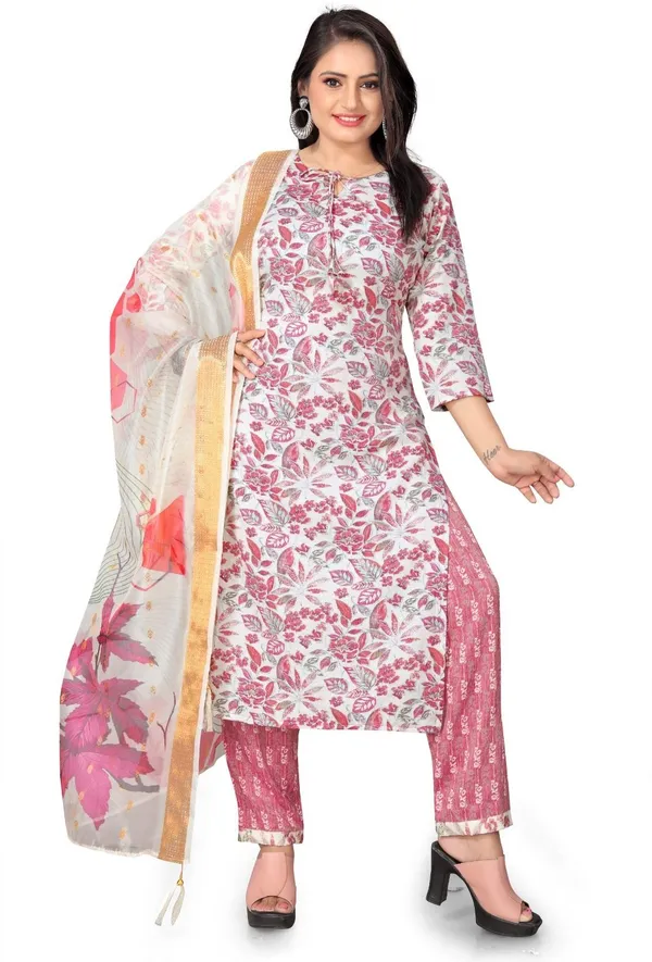 Pink_Cotton_Kurti_Pant_Dupatta_Set_For_Women