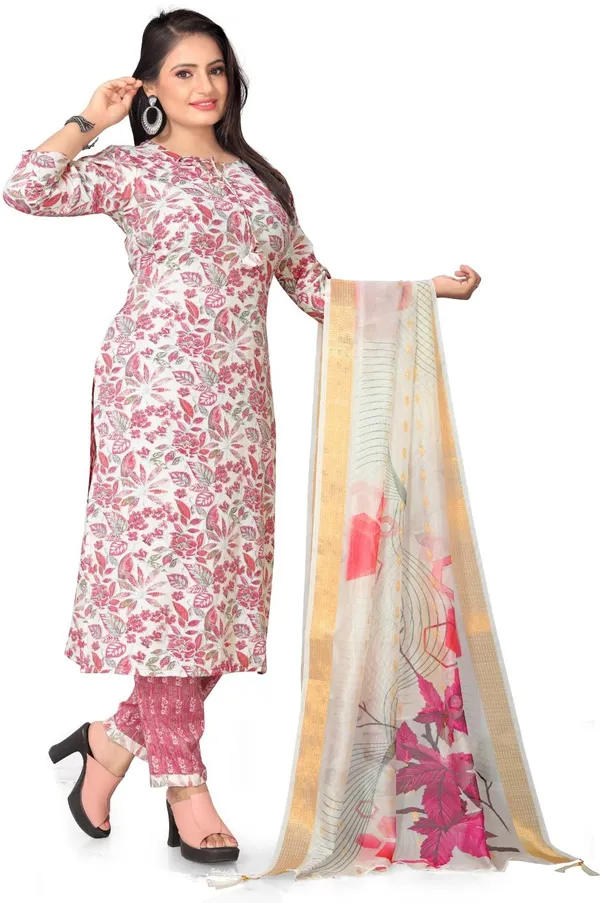 Pink_Cotton_Kurti_Pant_Dupatta_Set_For_Women
