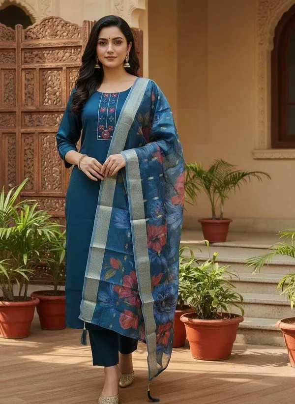 Blue_Cotton_Short_Kurti_For_Women