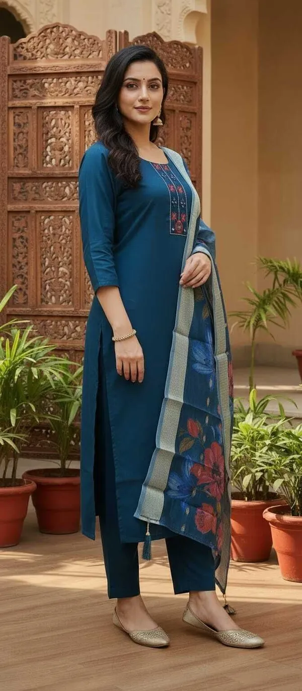 Blue_Cotton_Short_Kurti_For_Women