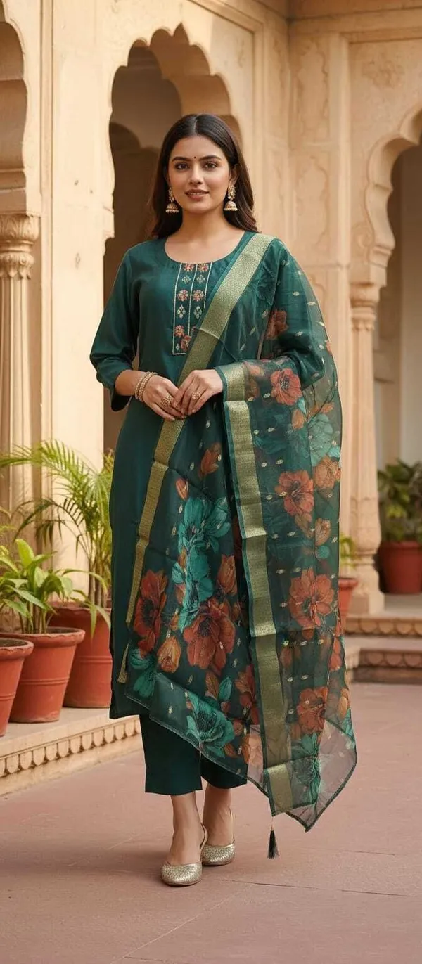 Green_Cotton_Kurta_Set_with_Dupatta_For_Women