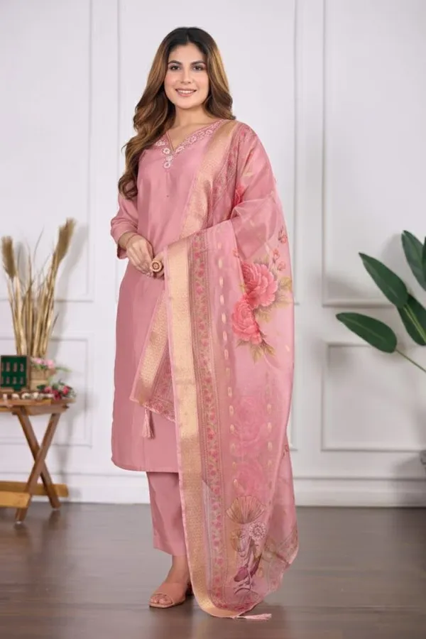 Pink_Cotton_Kurta_Pant_Dupatta_Set_For_Women