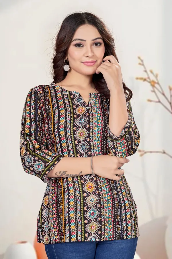 Black_Cotton_Short_Kurti_For_Women