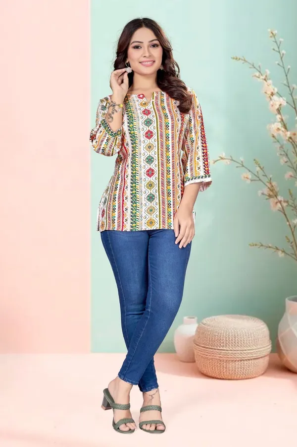 White_Cotton_Short_Kurti_For_Women