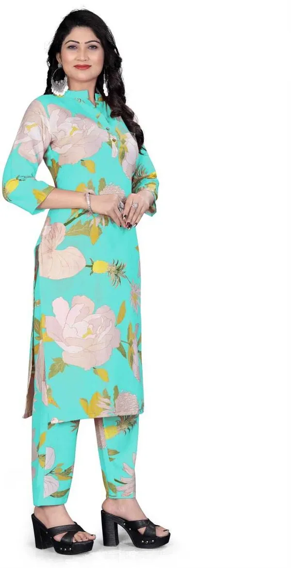 Blue_Cotton_Kurta_Pant_Set_For_Women