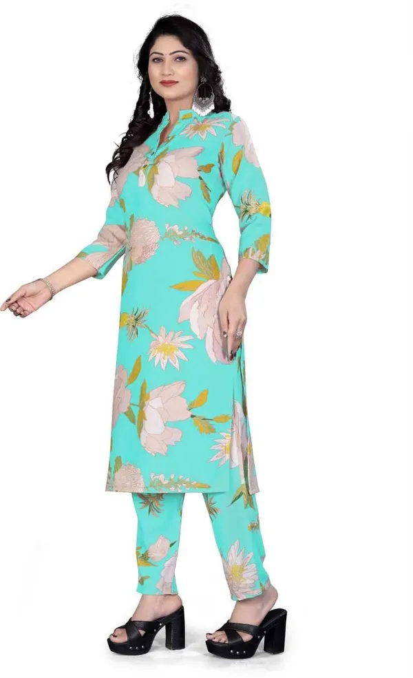 Blue_Cotton_Kurta_Pant_Set_For_Women