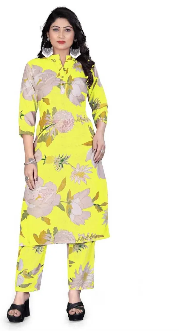 Yellow_Cotton_Kurta_Pant_Set_For_Women