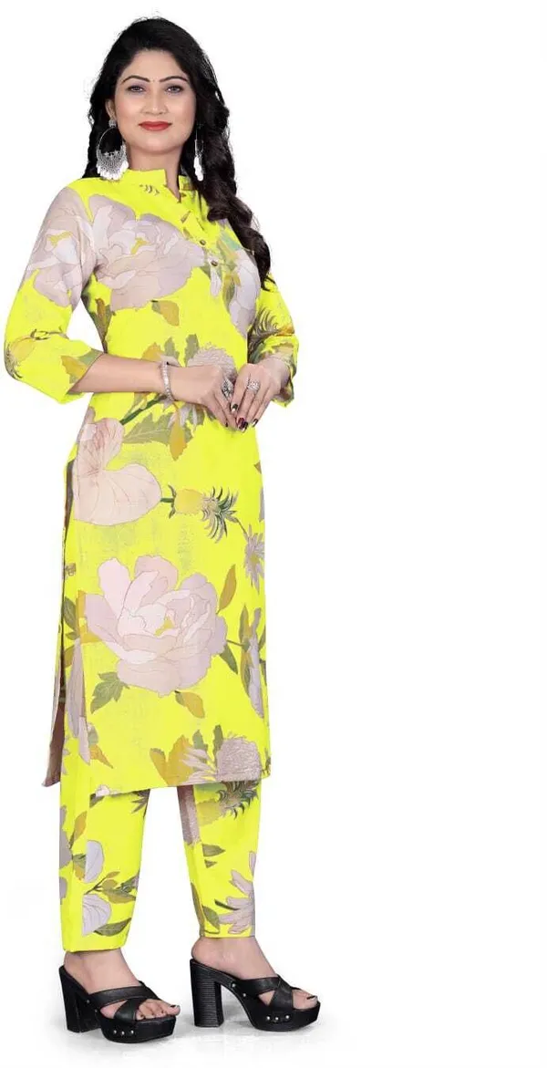 Yellow_Cotton_Kurta_Pant_Set_For_Women