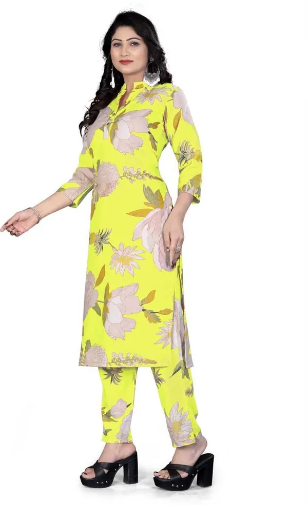 Yellow_Cotton_Kurta_Pant_Set_For_Women