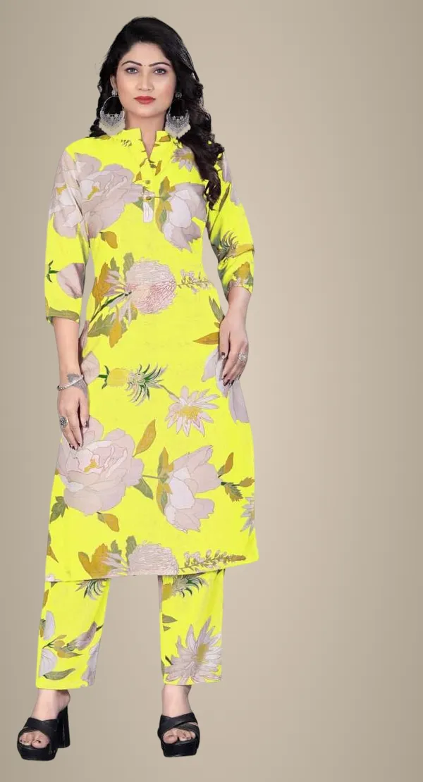Yellow_Cotton_Kurta_Pant_Set_For_Women