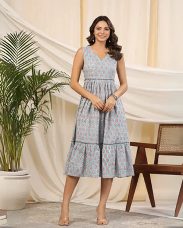 Blue_Handblock_Printed_Cotton_Dress