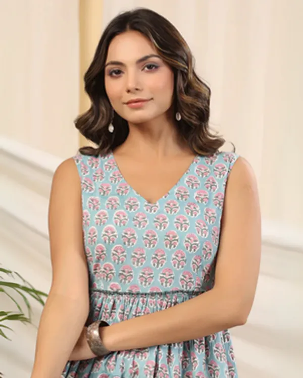 Blue_Handblock_Printed_Cotton_Dress