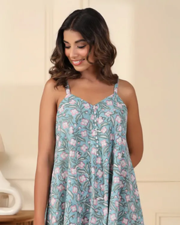 Blue_Handblock_Printed_Cotton_Dress