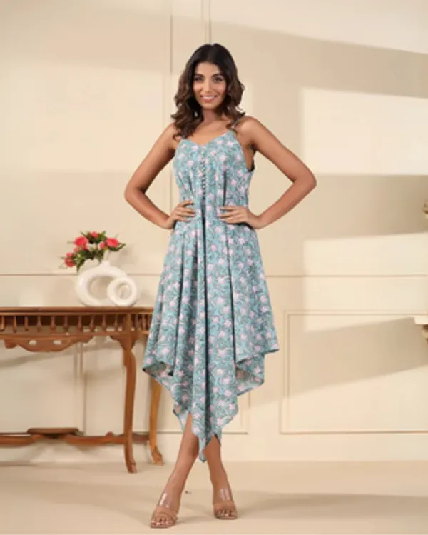 Blue_Handblock_Printed_Cotton_Dress