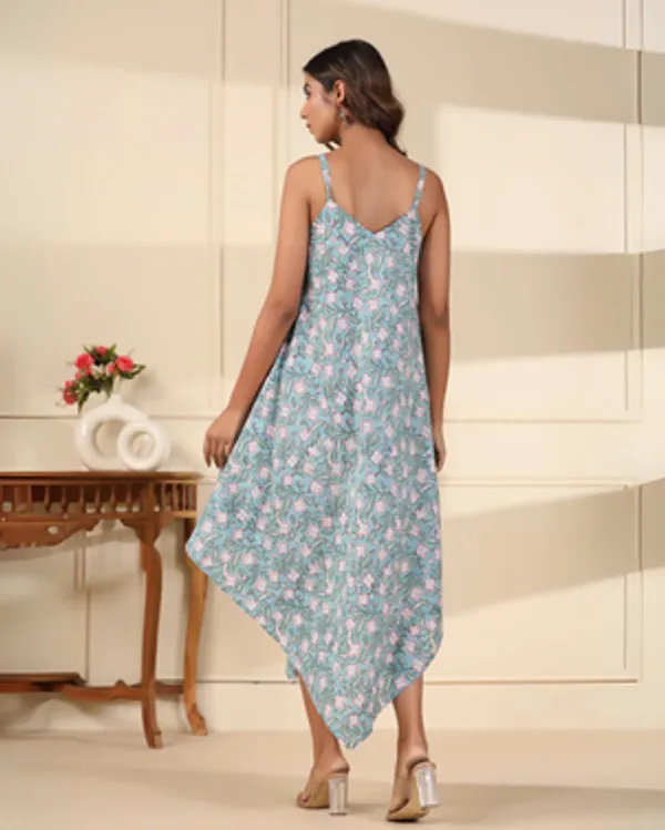 Blue_Handblock_Printed_Cotton_Dress