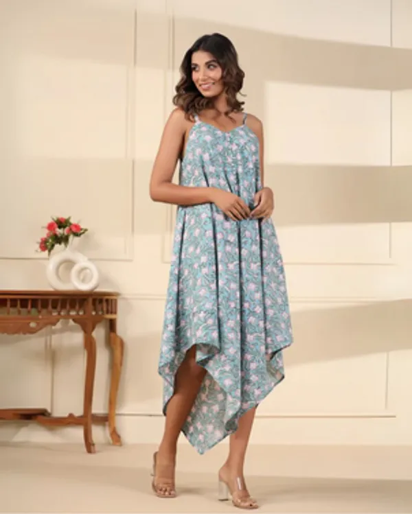 Blue_Handblock_Printed_Cotton_Dress