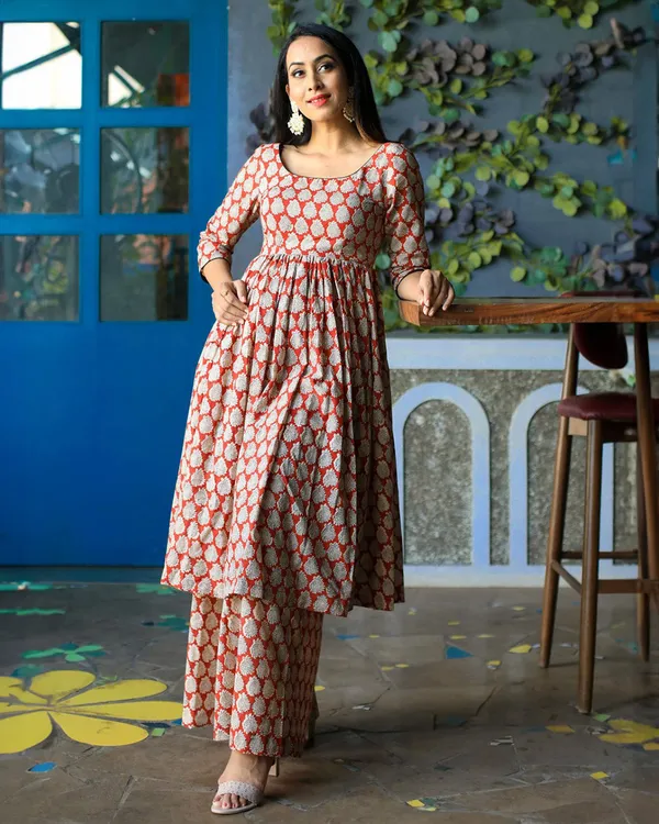 Red_Bagru_Matching_Kurta_Set