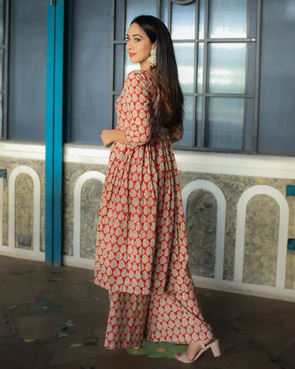 Red_Bagru_Matching_Kurta_Set