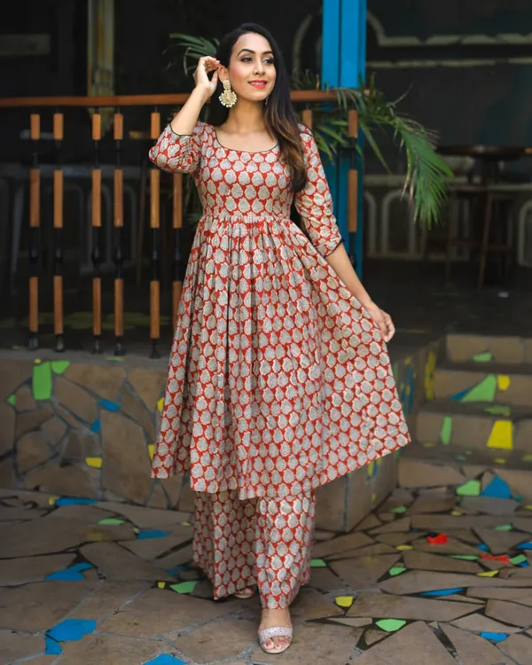 Red_Bagru_Matching_Kurta_Set