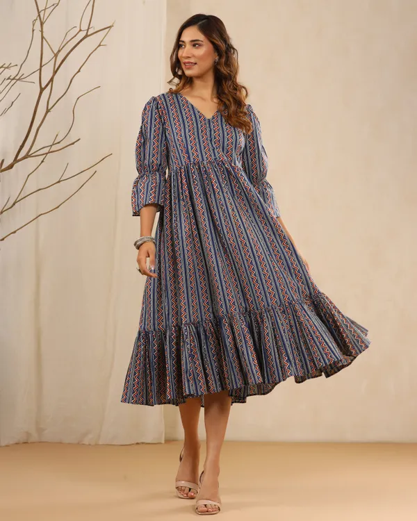 Navy_Blue_Bahaar_Hand_Block_Printed_Cotton_Dress