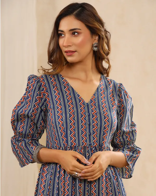 Navy_Blue_Bahaar_Hand_Block_Printed_Cotton_Dress