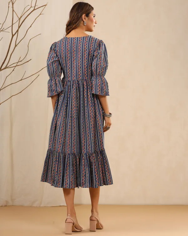 Navy_Blue_Bahaar_Hand_Block_Printed_Cotton_Dress