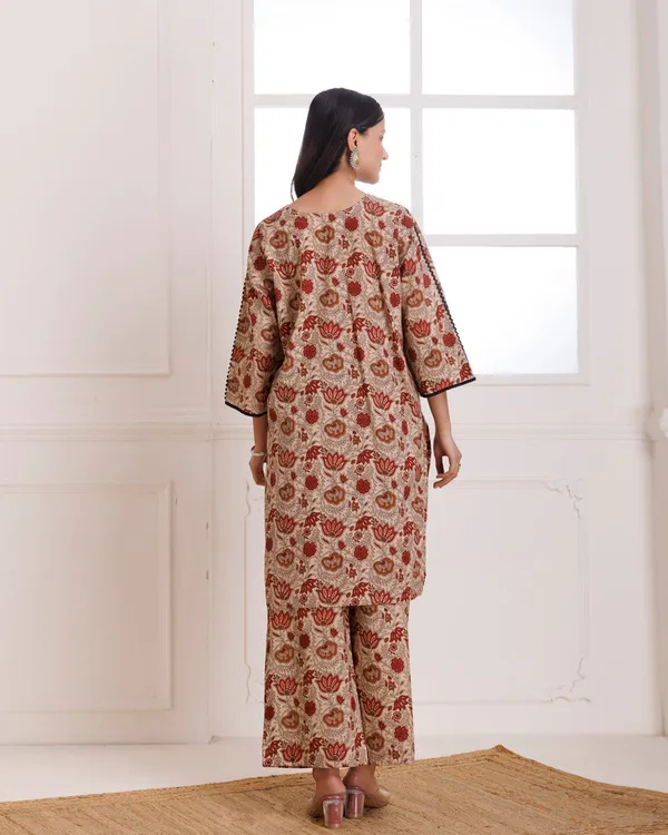 Beige_Bagru_Hand_Block_Printed_Cotton_Kurta_Pant