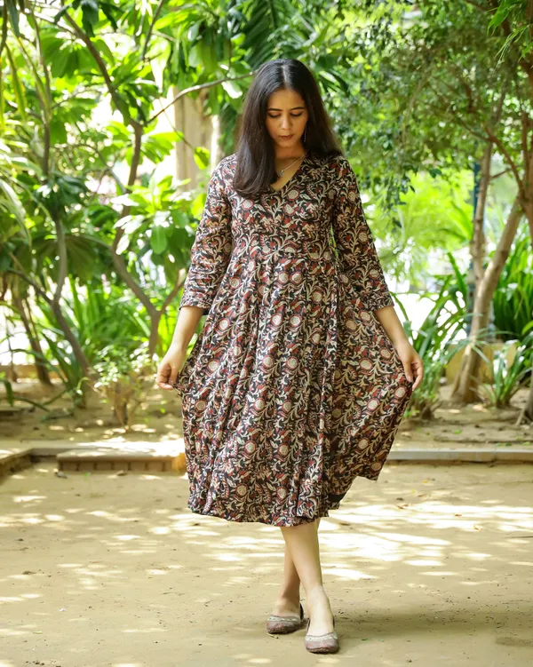 Multicolour_Bagru_Jaal_Printed_Cotton_Angrakha_Dress