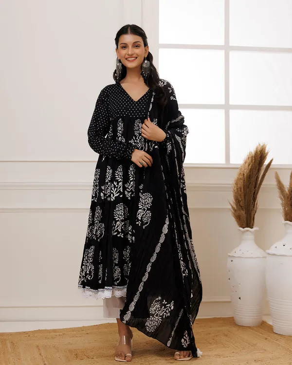 Black_Hand_Block_Printed_Cotton_Anarkali_Suit