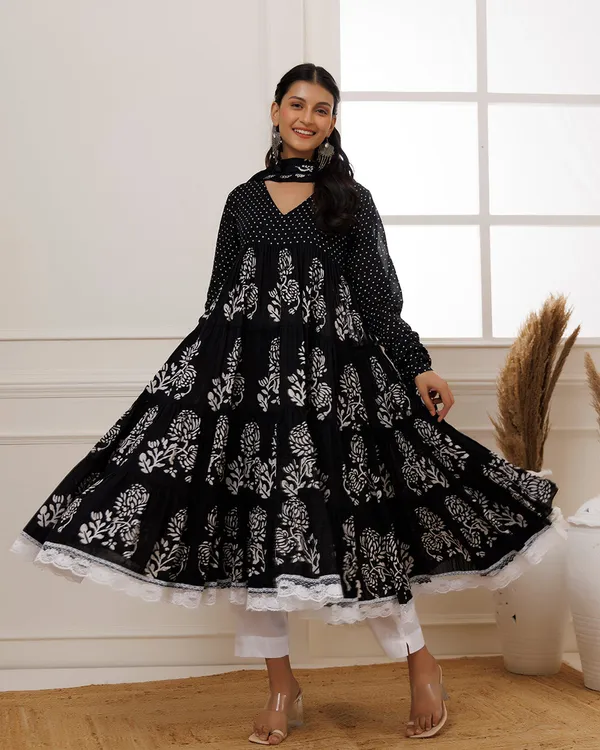 Black_Hand_Block_Printed_Cotton_Anarkali_Suit