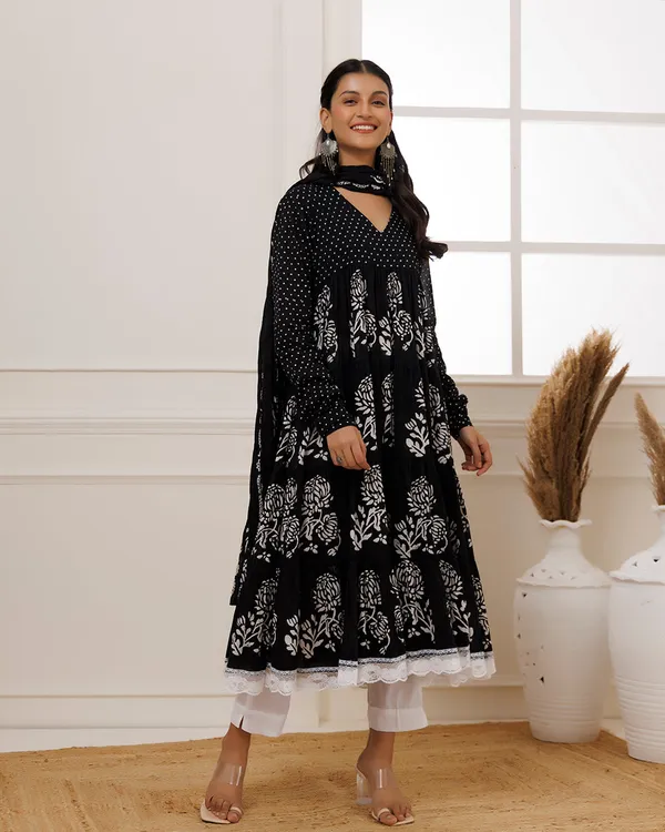 Black_Hand_Block_Printed_Cotton_Anarkali_Suit