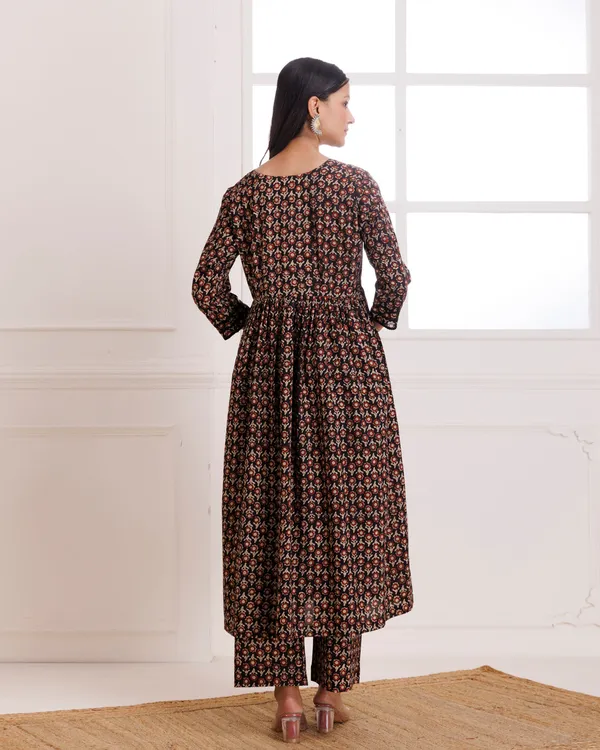 Black_Bagru_Hand_Block_Printed_Cotton_Gathekurta_Pant