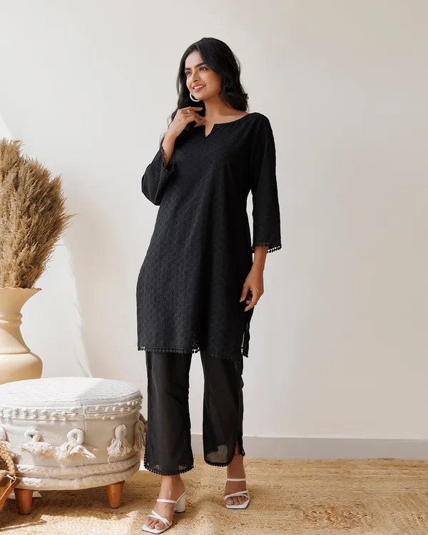 Black_Schiffli_Cotton_Kurta_Pant_Set