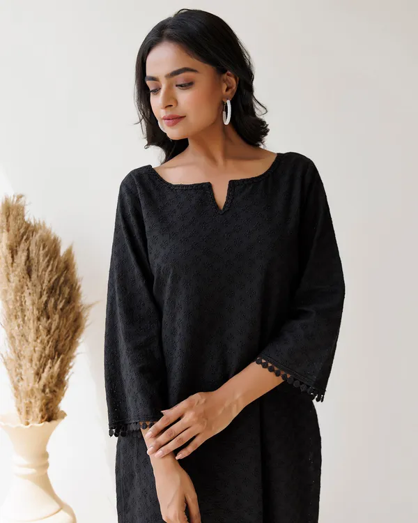 Black_Schiffli_Cotton_Kurta_Pant_Set