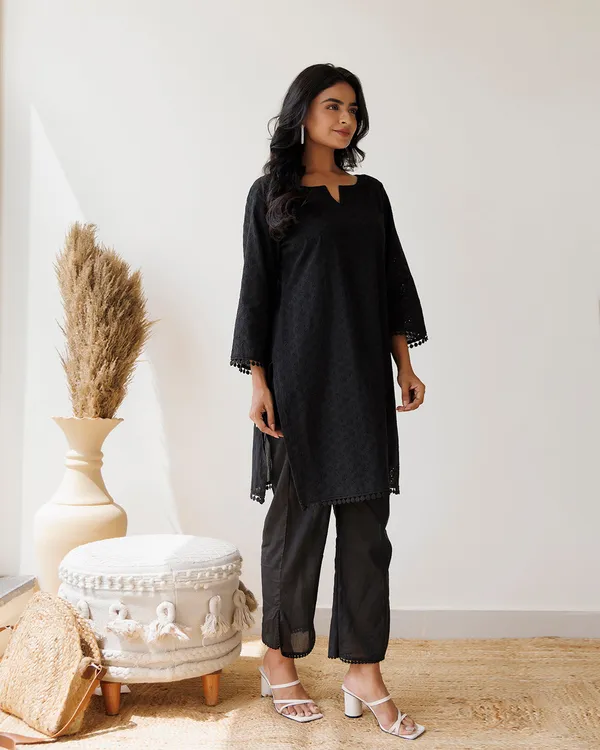 Black_Schiffli_Cotton_Kurta_Pant_Set