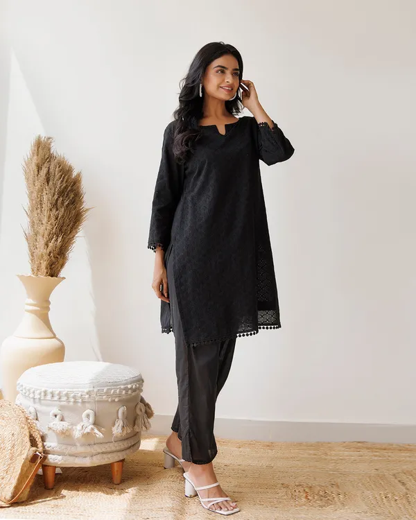 Black_Schiffli_Cotton_Kurta_Pant_Set