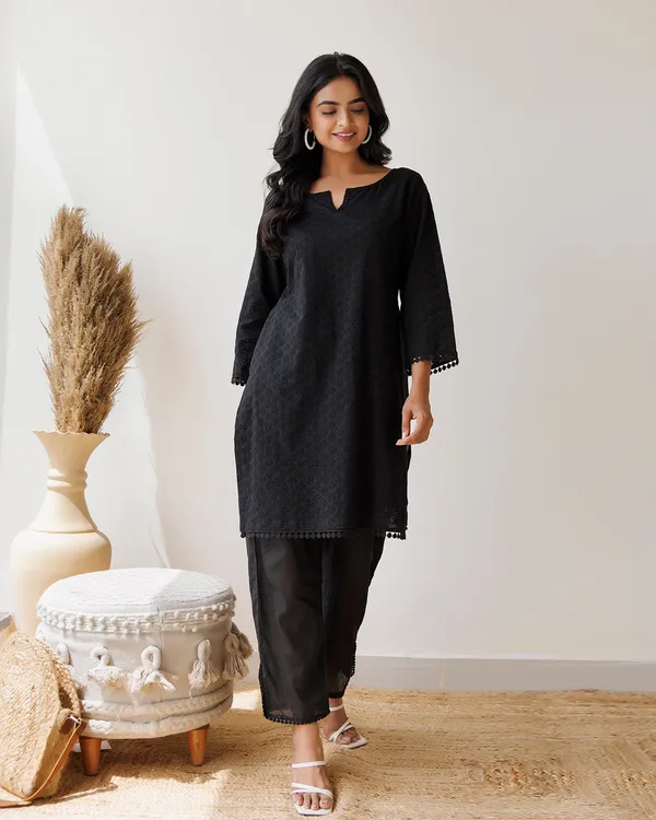 Black_Schiffli_Cotton_Kurta_Pant_Set