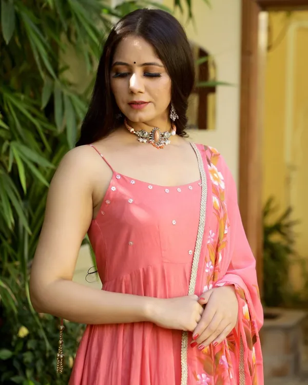 Pink_Coral_Hand_Painted_Mulmul_Anarkali_Suit