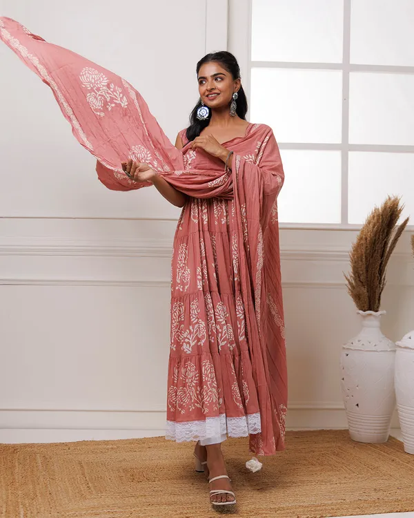 Peach_Coral_Handblock_Printed_Cotton_Anarkali_Suit