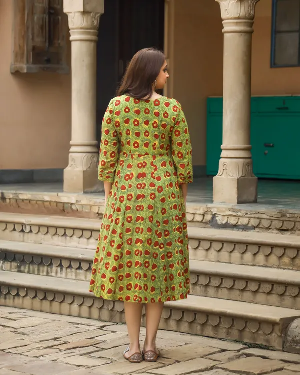 Green_Bagru_Printed_Cotton_Angrakha_Dress