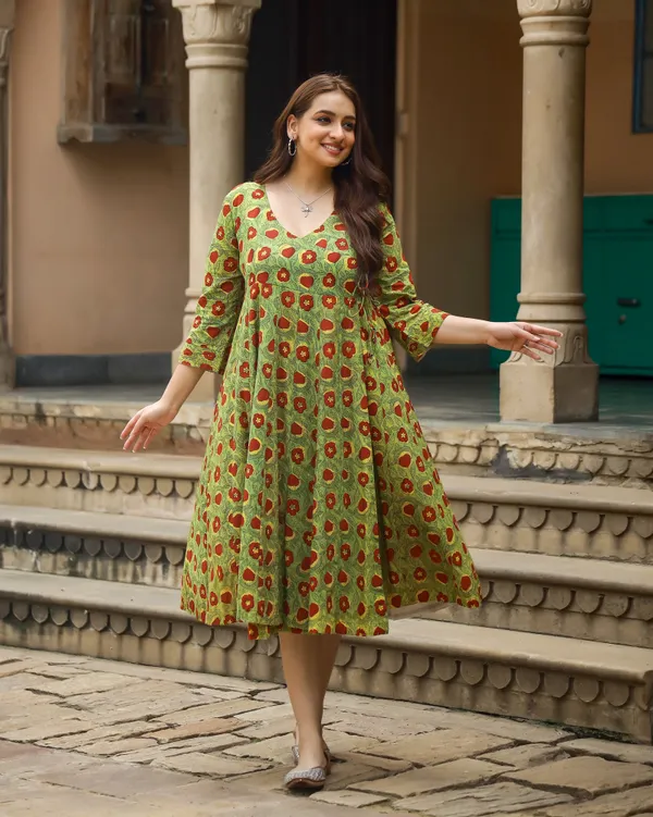 Green_Bagru_Printed_Cotton_Angrakha_Dress