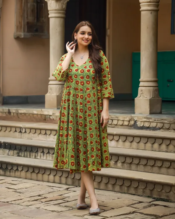 Green_Bagru_Printed_Cotton_Angrakha_Dress