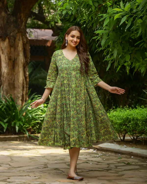 Green_Dabu_Printed_Angrakha_Cotton_Dress