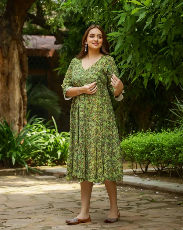 Green_Dabu_Printed_Angrakha_Cotton_Dress