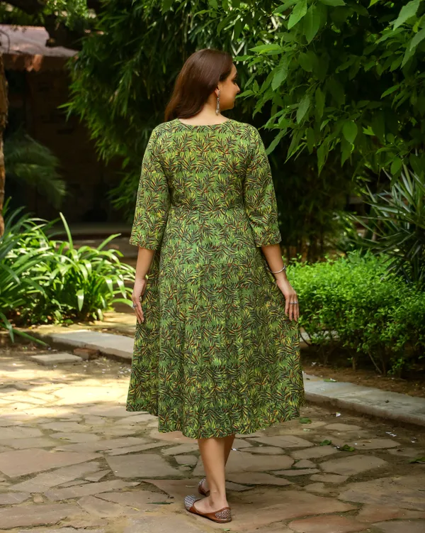 Green_Dabu_Printed_Angrakha_Cotton_Dress