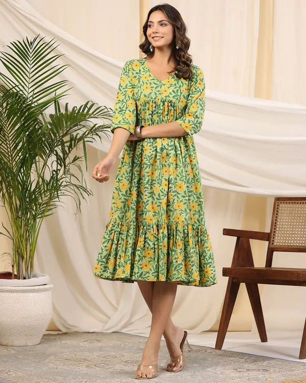 Green_Handblock_Printed_Cotton_Dress